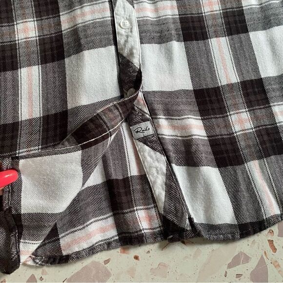 RAILS Hunter plaid Shirt White Grey Peach button down long sleeve top - Picture 11 of 13